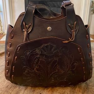 Vintage Leather Western Shoulder Purse
